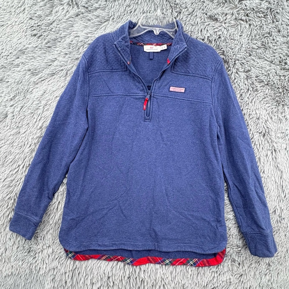 Vineyard Vines Shirt Womens Medium Shep Pullover  Quarter Zip Quilted Sweatshirt